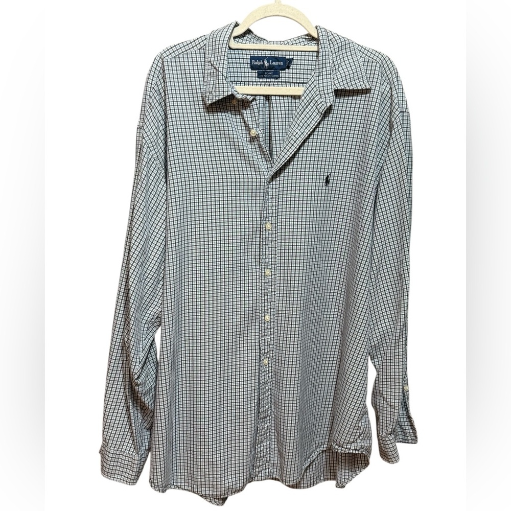 Ralph Lauren Men’s Blake Fit Blue Plaid Button Down‎ Shirt Sz XXL